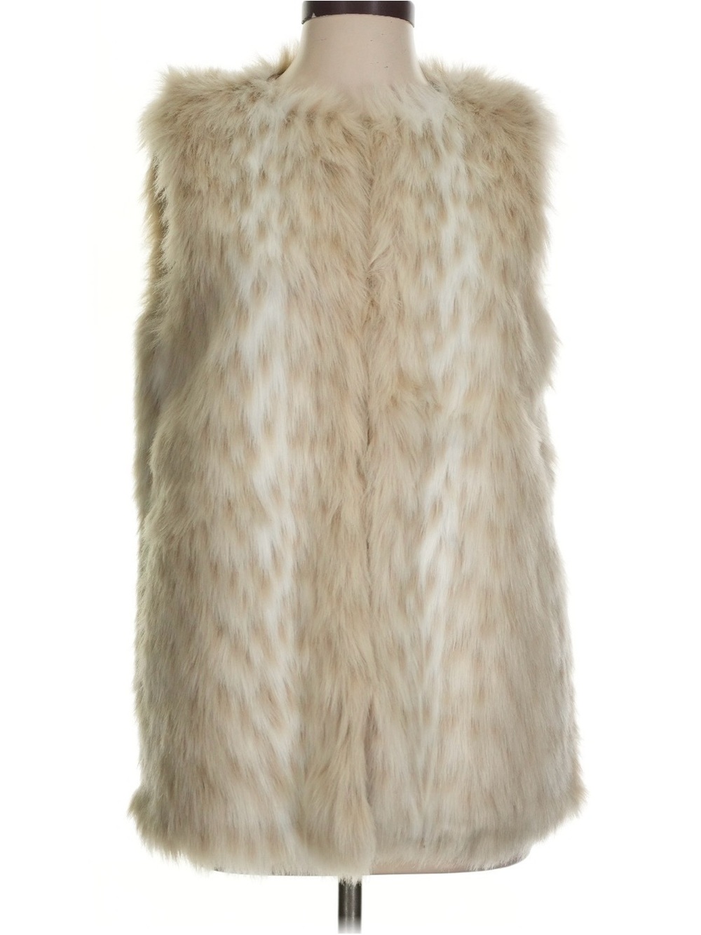 Betsey Johnson Faux Fur Vest in Light Beige and Cream